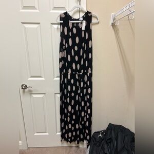 Chicos Black with Cream Polka Dot Sleeveless Jumpsuit XL